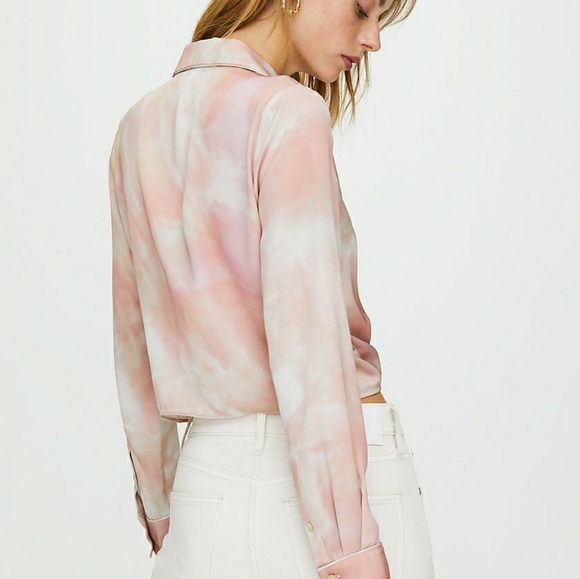 Aritzia Wilfred Tie Dye Tie Front Crop Top Size L - Picture 9 of 9
